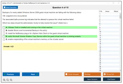 Veritas VCS-277 Administration of Veritas NetBackup 8.0 and NetBackup Appliances 3.0 Practice test exam simulator test engine exam Prep practice test questions answers Image 4