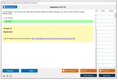 Tableau SCA-C01 Tableau Server Certified Associate Exam Practice test exam simulator test engine exam Prep practice test questions answers Image 9