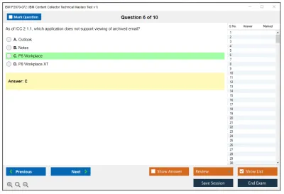 IBM P2070-072 IBM Content Collector Technical Mastery Test v1 Practice test exam simulator test engine exam Prep practice test questions answers Image 6