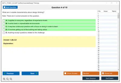SAP C_THINK1_02 SAP Certified Associate - Design Thinking Practice test exam simulator test engine exam Prep practice test questions answers Image 4