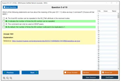 Huawei H31-611 HCNA - SDN(Huawei Certified Network Associate - SDN) Practice test exam simulator test engine exam Prep practice test questions answers Image 5
