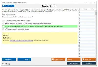 Fortinet NSE4_FGT-7.2 Fortinet NSE 4 - FortiOS 7.2 Practice test exam simulator test engine exam Prep practice test questions answers Image 10