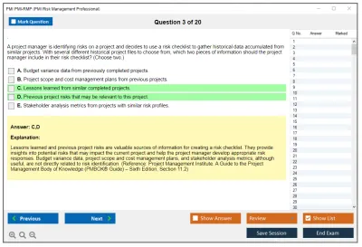 PMI PMI-RMP PMI Risk Management Professional (PMI-RMP) Exam Practice test exam simulator test engine exam Prep practice test questions answers Image 3