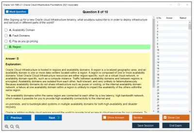 Oracle 1z0-1085-21 Oracle Cloud Infrastructure Foundations 2021 Associate Practice test exam simulator test engine exam Prep practice test questions answers Image 8