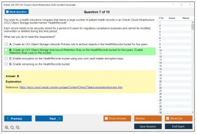 Oracle 1z0-1072-20 Oracle Cloud Infrastructure 2020 Architect Associate Practice test exam simulator test engine exam Prep practice test questions answers Image 7
