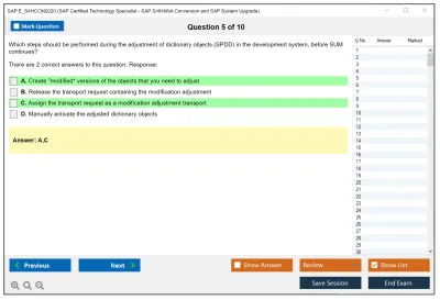 SAP E_S4HCON2020 SAP Certified Technology Specialist - SAP S/4HANA Conversion and SAP System Upgrade Practice test exam simulator test engine exam Prep practice test questions answers Image 5