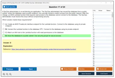 Amazon AWS AWS-SysOps-SOA-C01 AWS Certified SysOps Administrator - Associate Practice test exam simulator test engine exam Prep practice test questions answers Image 17