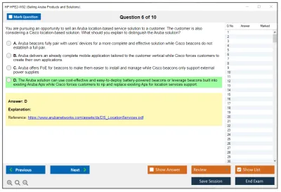 HP HPE2-W02 Selling Aruba Products and Solutions Practice test exam simulator test engine exam Prep practice test questions answers Image 6