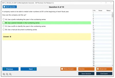 SAP C_TB1200_93 SAP Certified Application Associate - SAP Business One Release 9.3 Practice test exam simulator test engine exam Prep practice test questions answers Image 6