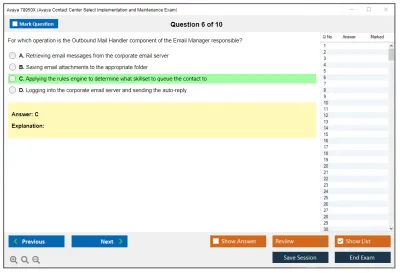 Avaya 78950X Avaya Contact Center Select Implementation and Maintenance Exam Practice test exam simulator test engine exam Prep practice test questions answers Image 6
