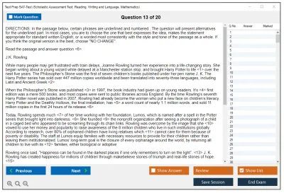 Test Prep SAT-Test Scholastic Assessment Test: Reading, Writing and Language, Mathematics Practice test exam simulator test engine exam Prep practice test questions answers Image 13