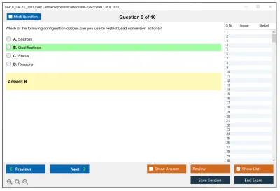 SAP C_C4C12_1811 SAP Certified Application Associate - SAP Sales Cloud 1811 Practice test exam simulator test engine exam Prep practice test questions answers Image 9