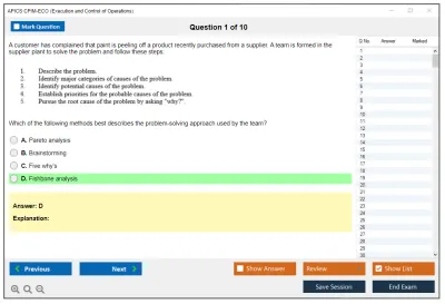 APICS CPIM-ECO Execution and Control of Operations Practice test exam simulator test engine exam Prep practice test questions answers Image 1