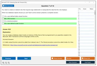 Microsoft 70-761 Querying Data with Transact-SQL Practice test exam simulator test engine exam Prep practice test questions answers Image 7
