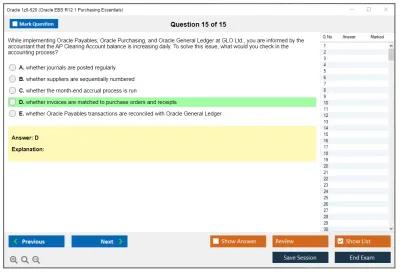 Oracle 1z0-520 Oracle EBS R12.1 Purchasing Essentials Practice test exam simulator test engine exam Prep practice test questions answers Image 15