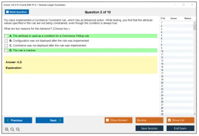 Oracle 1z0-516 Oracle EBS R12.1 General Ledger Essentials Practice test exam simulator test engine exam Prep practice test questions answers Image 2
