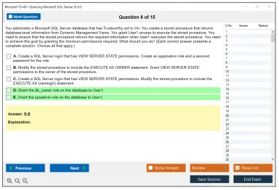 Microsoft 70-461 Querying Microsoft SQL Server 2012 Practice test exam simulator test engine exam Prep practice test questions answers Image 8