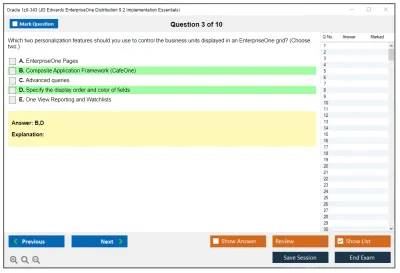 Oracle 1z0-343 JD Edwards EnterpriseOne Distribution 9.2 Implementation Essentials Practice test exam simulator test engine exam Prep practice test questions answers Image 3
