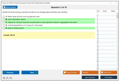 Oracle 1z0-1065-20 Oracle Procurement Cloud 2020 Implementation Essentials Practice test exam simulator test engine exam Prep practice test questions answers Image 3