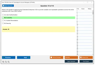Cisco 700-846 Cisco IoT Advantage for Account Managers (IOTAAM) Practice test exam simulator test engine exam Prep practice test questions answers Image 10