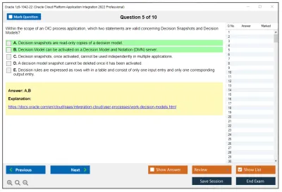 Oracle 1z0-1042-22 Oracle Cloud Platform Application Integration 2022 Professional Practice test exam simulator test engine exam Prep practice test questions answers Image 5