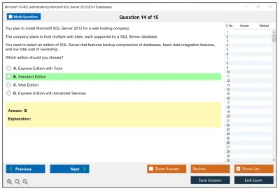 Microsoft 70-462 Administering Microsoft SQL Server 2012/2014 Databases Practice test exam simulator test engine exam Prep practice test questions answers Image 14