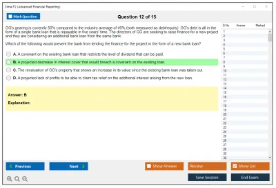 Cima F2 F2 - Advanced Financial Reporting Practice test exam simulator test engine exam Prep practice test questions answers Image 12
