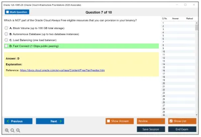 Oracle 1z0-1085-20 Oracle Cloud Infrastructure Foundations 2020 Associate Practice test exam simulator test engine exam Prep practice test questions answers Image 7