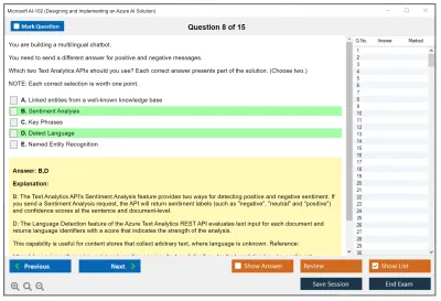 Microsoft AI-102 Designing and Implementing a Microsoft Azure AI Solution Practice test exam simulator test engine exam Prep practice test questions answers Image 8