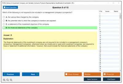 FINRA Series-6 Investment Company and Variable Contracts Products Representative Qualification Examination (IR) Practice test exam simulator test engine exam Prep practice test questions answers Image 8
