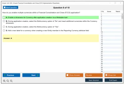 Oracle 1z0-1081 Oracle Financial Consolidation and Close 2019 Implementation Essentials Practice test exam simulator test engine exam Prep practice test questions answers Image 8