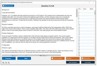 Microsoft 70-764 Administering a SQL Database Infrastructure Practice test exam simulator test engine exam Prep practice test questions answers Image 5