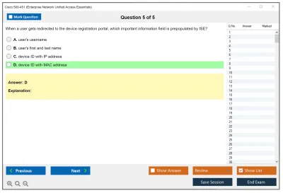 Cisco 500-451 Enterprise Network Unified Access Essentials (ENUAE) Practice test exam simulator test engine exam Prep practice test questions answers Image 5