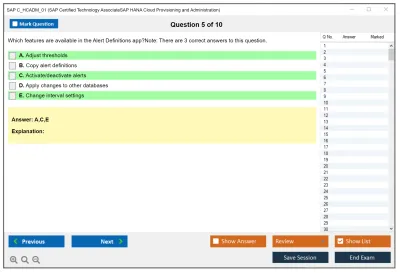SAP C_HCADM_01 SAP Certified Technology AssociateSAP HANA Cloud Provisioning and Administration Practice test exam simulator test engine exam Prep practice test questions answers Image 5