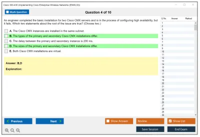Cisco 300-430 Implementing Cisco Enterprise Wireless Networks (300-430 ENWLSI) Practice test exam simulator test engine exam Prep practice test questions answers Image 4