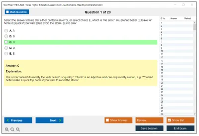 Test Prep THEA-Test Texas Higher Education Assessment - Mathematics, Reading Comprehension Practice test exam simulator test engine exam Prep practice test questions answers Image 1