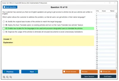 Oracle 1z0-1064-22 Oracle B2B Service 2022 Implementation Professional Practice test exam simulator test engine exam Prep practice test questions answers Image 10