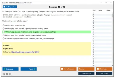 Oracle 1z0-888 MySQL 5.7 Database Administrator Practice test exam simulator test engine exam Prep practice test questions answers Image 10