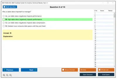 IBM P2090-050 IBM PureData System for Analytics Technical Mastery Test v1 Practice test exam simulator test engine exam Prep practice test questions answers Image 9