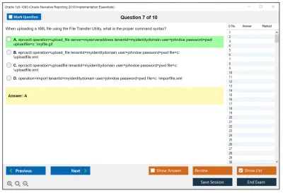 Oracle 1z0-1083 Oracle Narrative Reporting 2019 Implementation Essentials Practice test exam simulator test engine exam Prep practice test questions answers Image 7