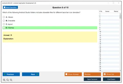 Android AND-801 Android Application Development v8 Practice test exam simulator test engine exam Prep practice test questions answers Image 8