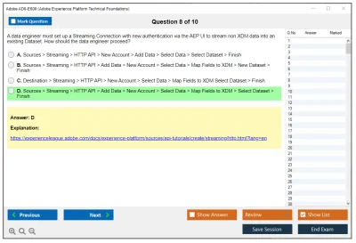 Adobe AD0-E600 Adobe Experience Platform Technical Foundations Practice test exam simulator test engine exam Prep practice test questions answers Image 8