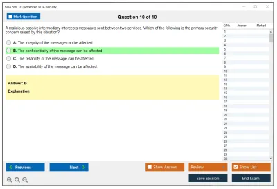 SOA S90.19 Advanced SOA Security Practice test exam simulator test engine exam Prep practice test questions answers Image 10