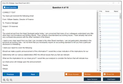 Cima CS3 Strategic Case Study Exam 2021 Practice test exam simulator test engine exam Prep practice test questions answers Image 4