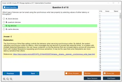 Oracle 1z0-499 Oracle ZFS Storage Appliance 2017 Implementation Essentials Practice test exam simulator test engine exam Prep practice test questions answers Image 8