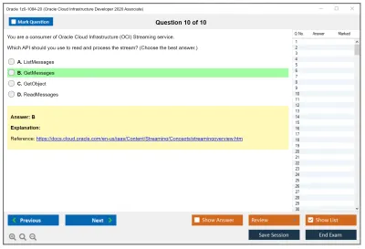 Oracle 1z0-1084-20 Oracle Cloud Infrastructure Developer 2020 Associate Practice test exam simulator test engine exam Prep practice test questions answers Image 10