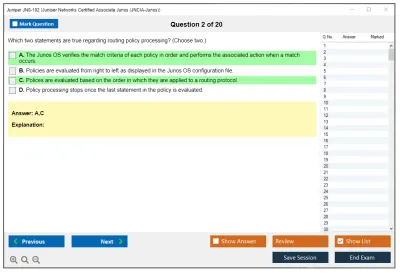 Juniper JN0-102 Juniper Networks Certified Associate Junos (JNCIA-Junos) Practice test exam simulator test engine exam Prep practice test questions answers Image 2