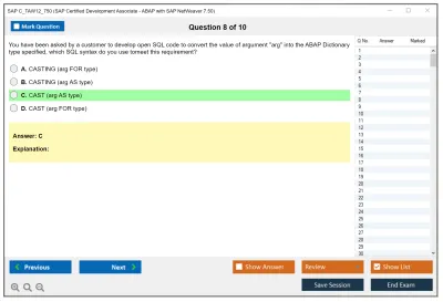 SAP C_TAW12_750 SAP Certified Associate - Developer - ABAP with SAP NetWeaver 7.50 Practice test exam simulator test engine exam Prep practice test questions answers Image 8