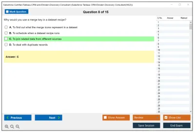 Salesforce Certified-Tableau-CRM-and-Einstein-Discovery-Consultant Salesforce Tableau CRM Einstein Discovery Consultant Practice test exam simulator test engine exam Prep practice test questions answers Image 8