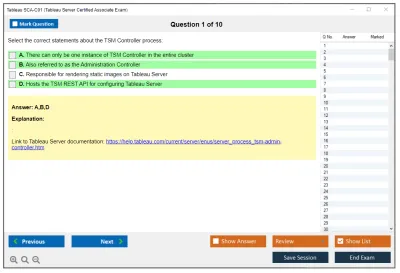 Tableau SCA-C01 Tableau Server Certified Associate Exam Practice test exam simulator test engine exam Prep practice test questions answers Image 1